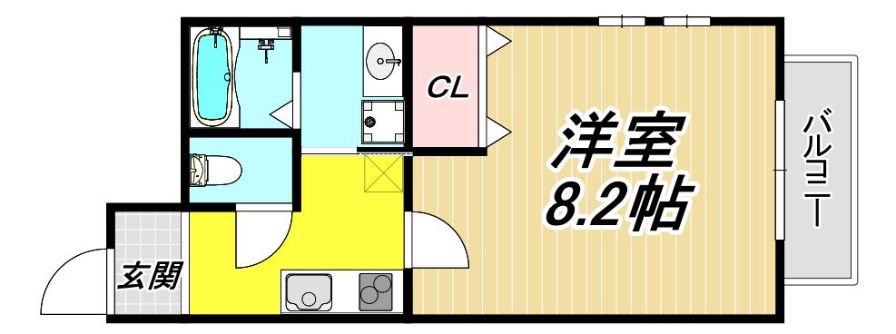 フジパレス阪急園田ウエストI番館(1K/3階)の間取り写真