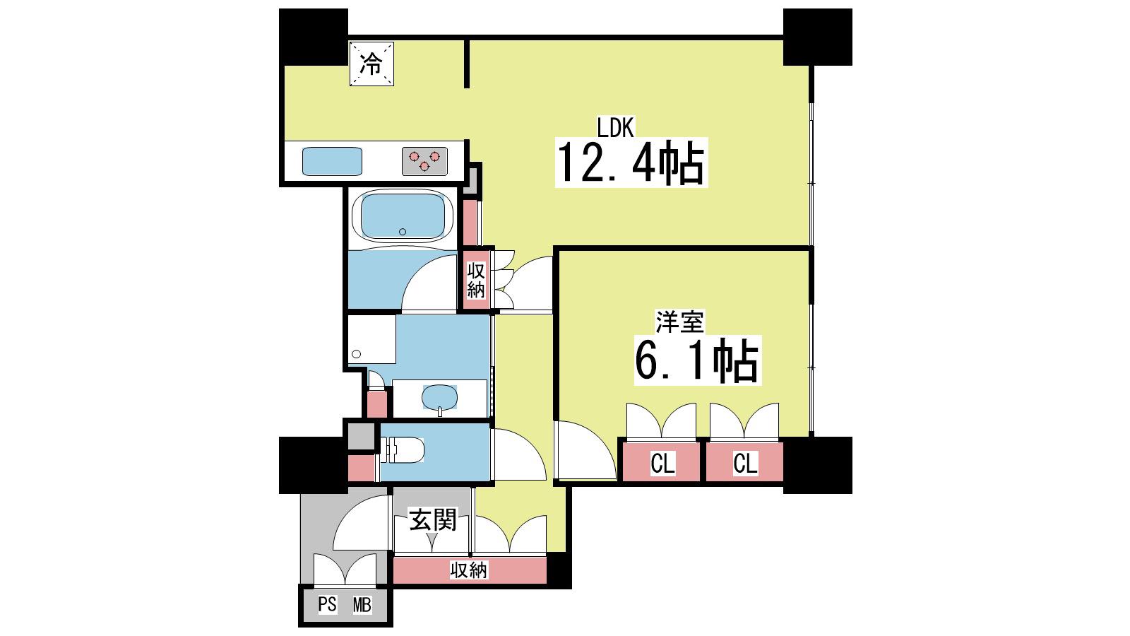 ワコーレ神戸灘タワー(1LDK/8階)の間取り写真