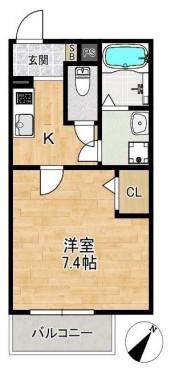 ALEGRIA姫路東(1K/1階)の間取り写真