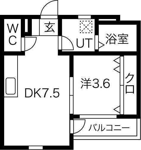 サンライズ(1DK/2階)の間取り写真