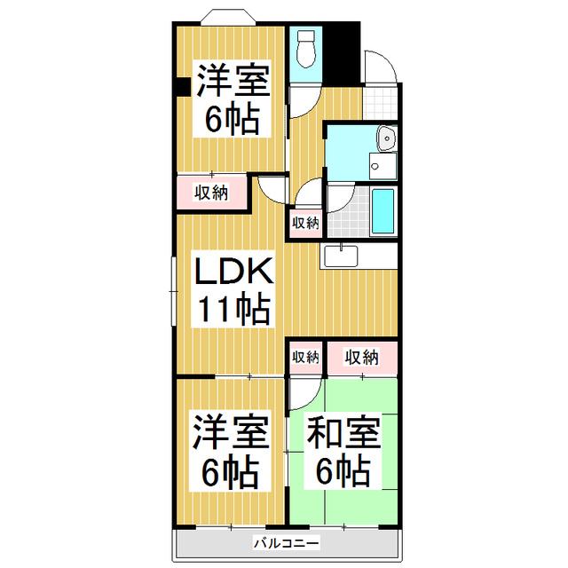 妻科アークス(3LDK/3階)の間取り写真