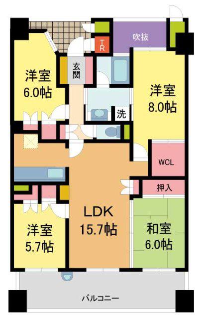 コスモ宝塚武庫山(4LDK/7階)の間取り写真