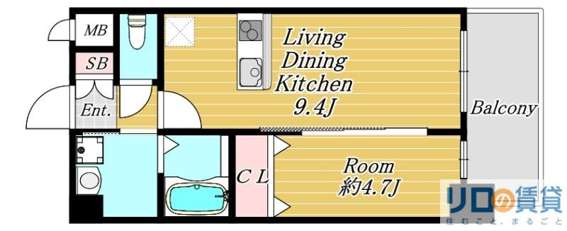 プレサンス新大阪ジェイズ(1LDK/12階)の間取り写真