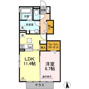 リバティウィングフォレスト(1LDK/1階)の間取り写真