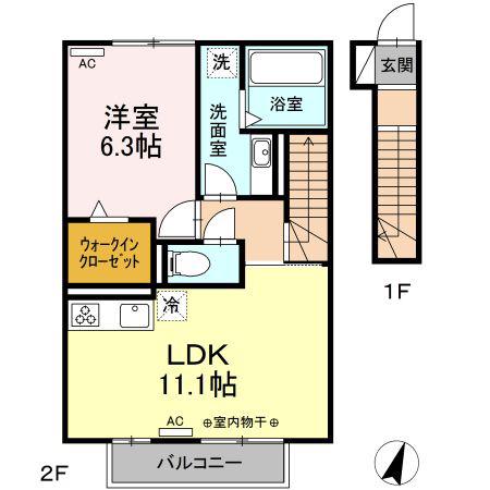 レオカーサ(1LDK/2階)の間取り写真