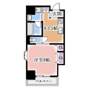 パールコートII(1K/6階)の間取り写真