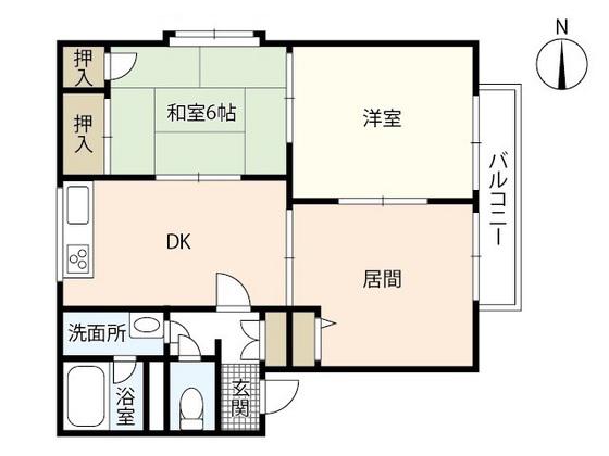 バルヴェール東雲 B棟(3DK/2階)の間取り写真
