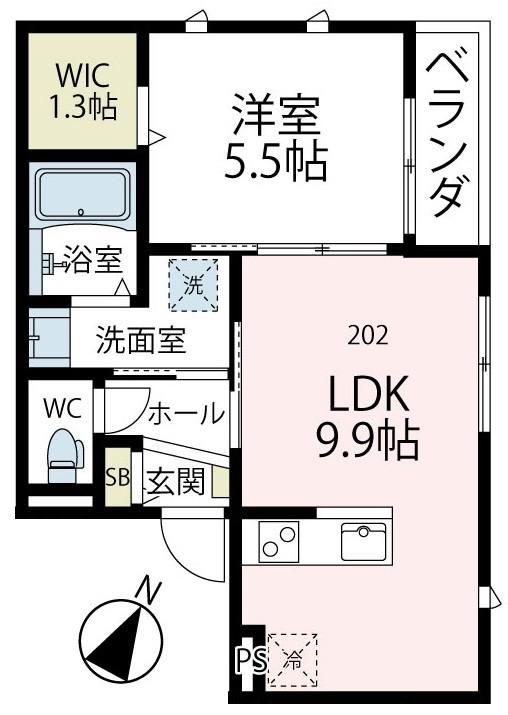 ユアメゾン弘明寺町(1LDK/2階)の間取り写真