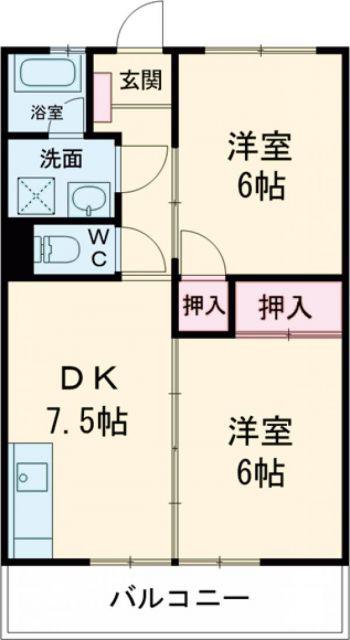 コーポさいとう(2DK/4階)の間取り写真
