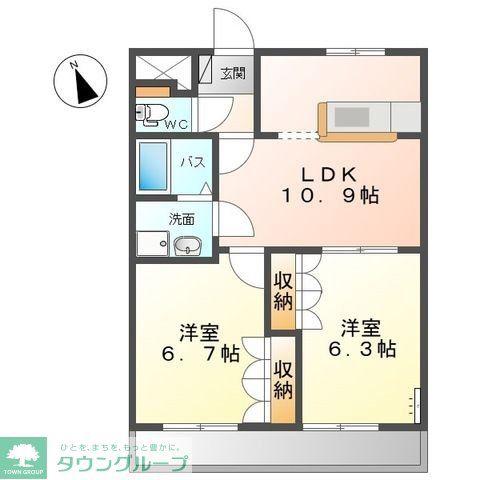 プランドール光円(2LDK/2階)の間取り写真