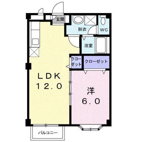 メゾンクレスト(1LDK/1階)の間取り写真