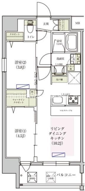 アーバネックス東梅田(2LDK/11階)の間取り写真