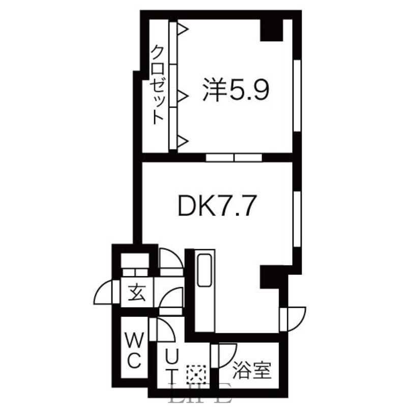 ゆとり南郷(1DK/4階)の間取り写真