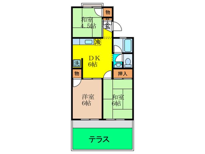 シャルマンドミール(3DK/1階)の間取り写真
