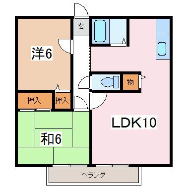 サンガーデン平林C(2LDK/2階)の間取り写真