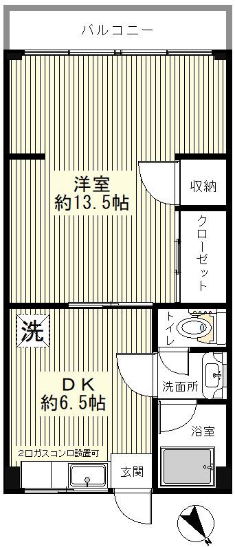 サンフラワー南品川(1DK/5階)の間取り写真