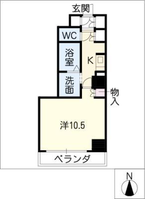 エースリービル(1K/6階)の間取り写真