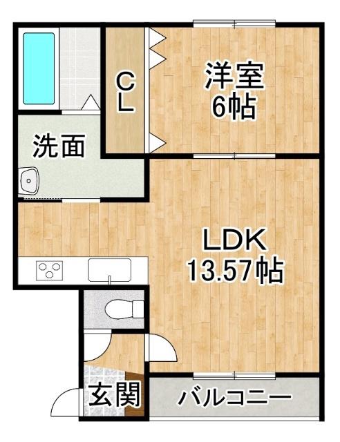 BERGMUND(1LDK/2階)の間取り写真