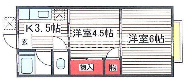 ルミリア千葉CITY(2K/2階)の間取り写真