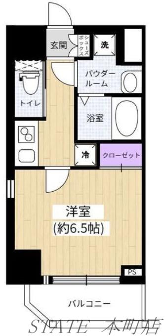 ララプレイス京町堀プロムナード(1K/3階)の間取り写真