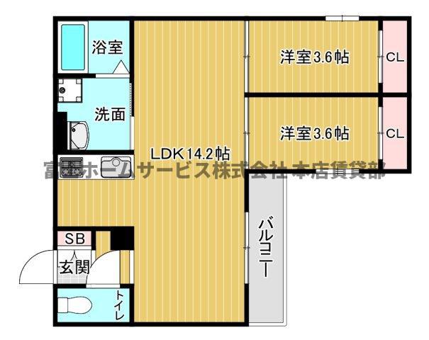 TIO住吉大社(2LDK/1階)の間取り写真