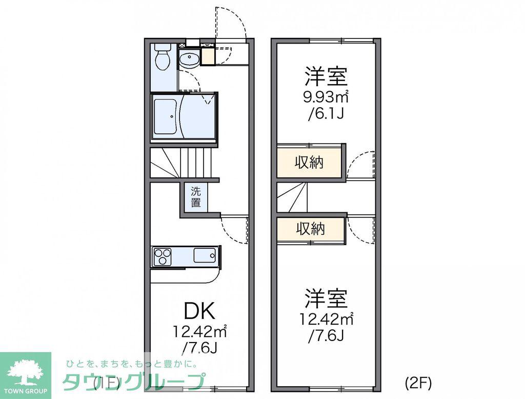 レオパレスアルカンシェル(2DK/1階)の間取り写真