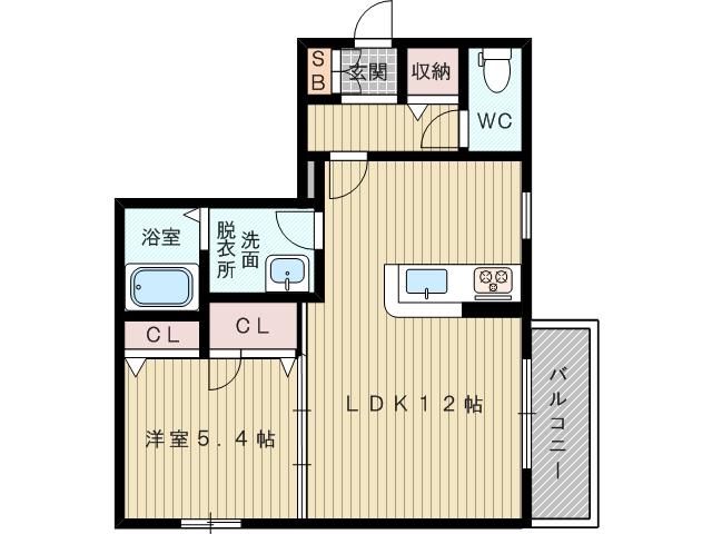 SHAMAISON ASANE(1LDK/1階)の間取り写真