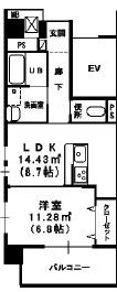 ヴィラージュ エクセラン(1LDK/7階)の間取り写真