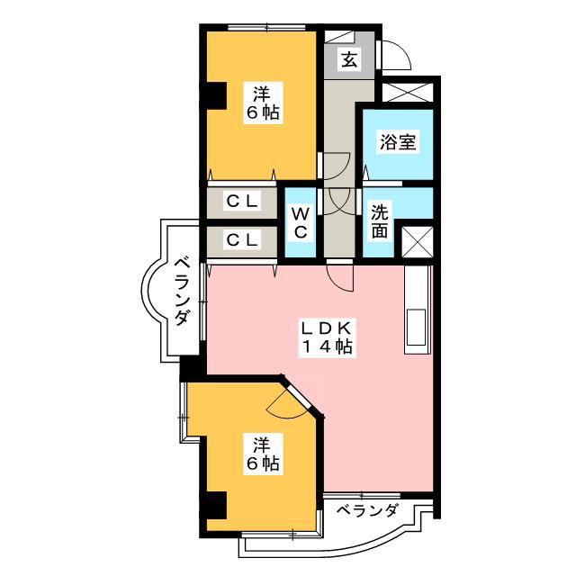 サウスリバーIII(2LDK/4階)の間取り写真