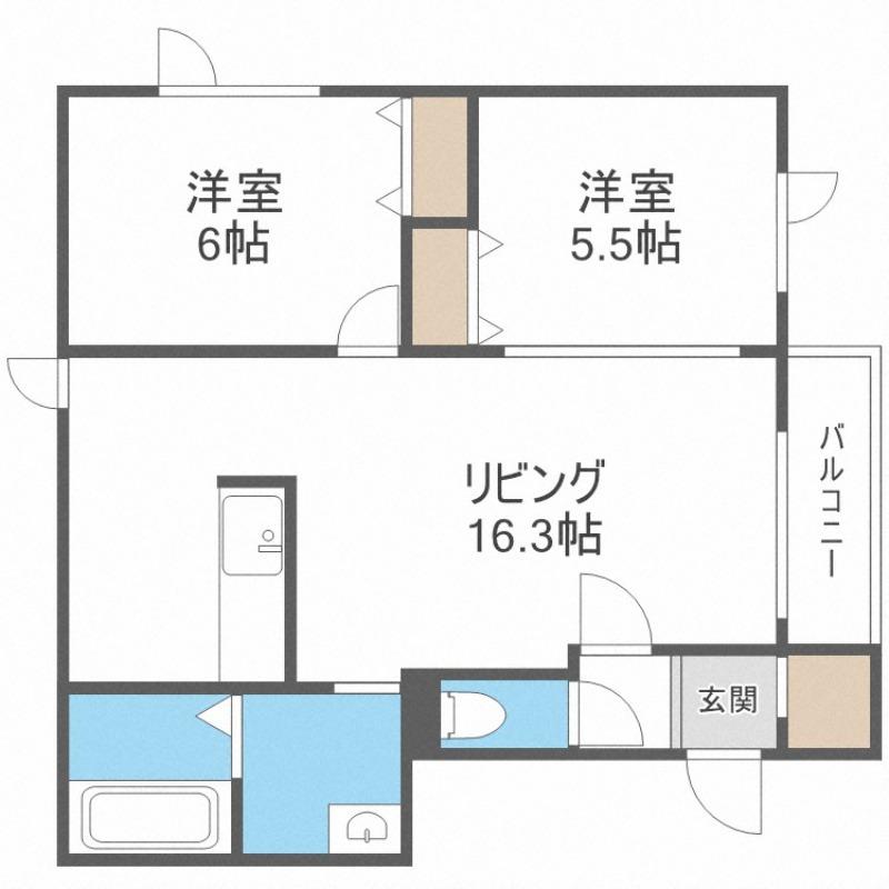 アマポーラ3・4(2LDK/1階)の間取り写真