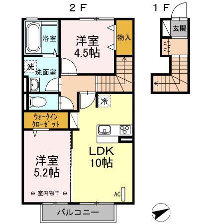 コンフォート(2LDK/2階)の間取り写真