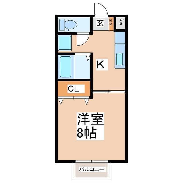 シャインU(1K/2階)の間取り写真