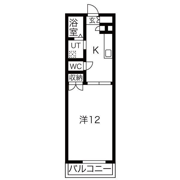 ラルジュI(1K/2階)の間取り写真