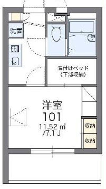 レオパレスクワトロ(1K/1階)の間取り写真