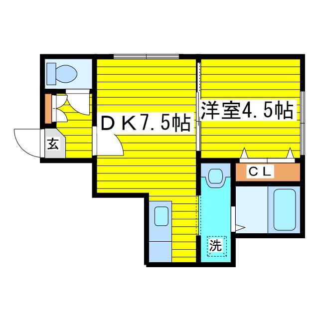 サンフラワー(1DK/3階)の間取り写真