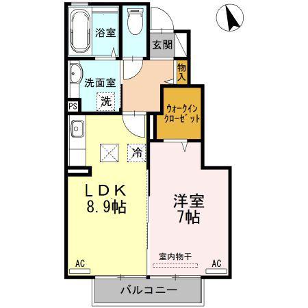 リーフガーデン小佐世保(1LDK/1階)の間取り写真