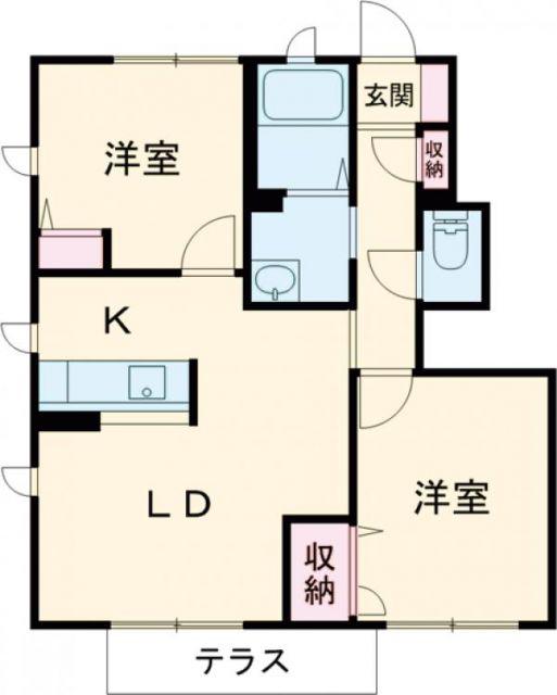 シャーメゾン浜の宮 B棟(2LDK/1階)の間取り写真