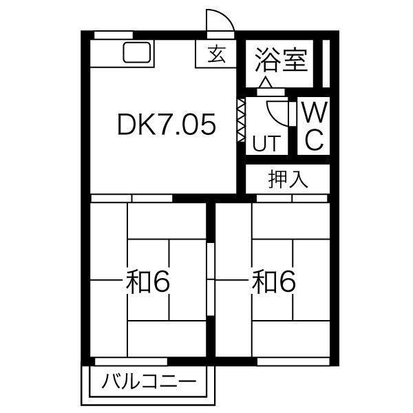 タウニー8(2DK/2階)の間取り写真