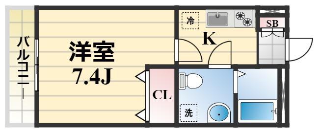 セカンドベル桜木北(1K/2階)の間取り写真