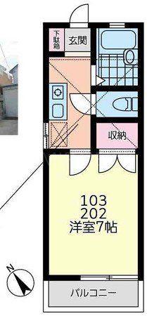 藤沢ドミール21(1K/1階)の間取り写真