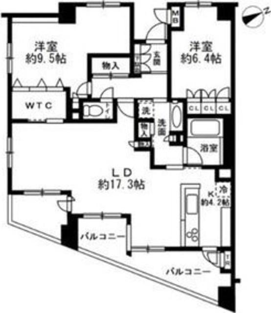 ディーレスティア青葉台(2LDK/6階)の間取り写真