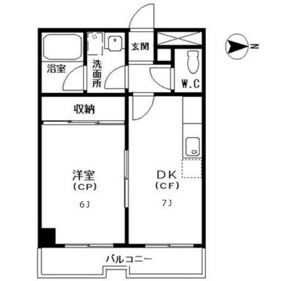アルカディア中野(1DK/3階)の間取り写真
