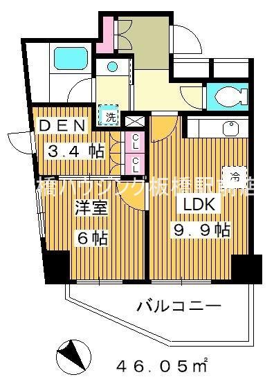 パークアクシス新板橋イースト(1SLDK/13階)の間取り写真