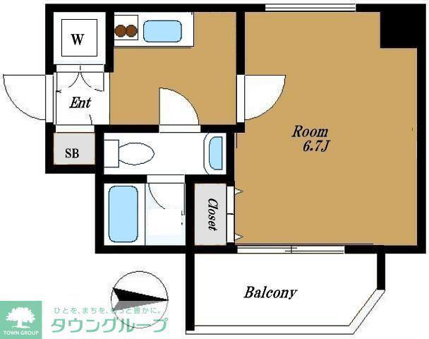グラントゥルース練馬I(1K/13階)の間取り写真