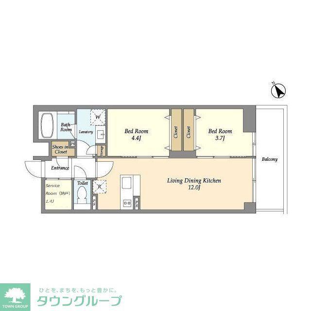 THE GRAND TERRACE WAKABAYASHI(2SLDK/1階)の間取り写真