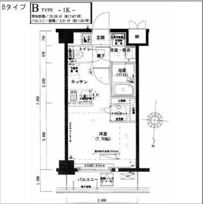 ハーモニーレジデンス森下001(1K/7階)の間取り写真