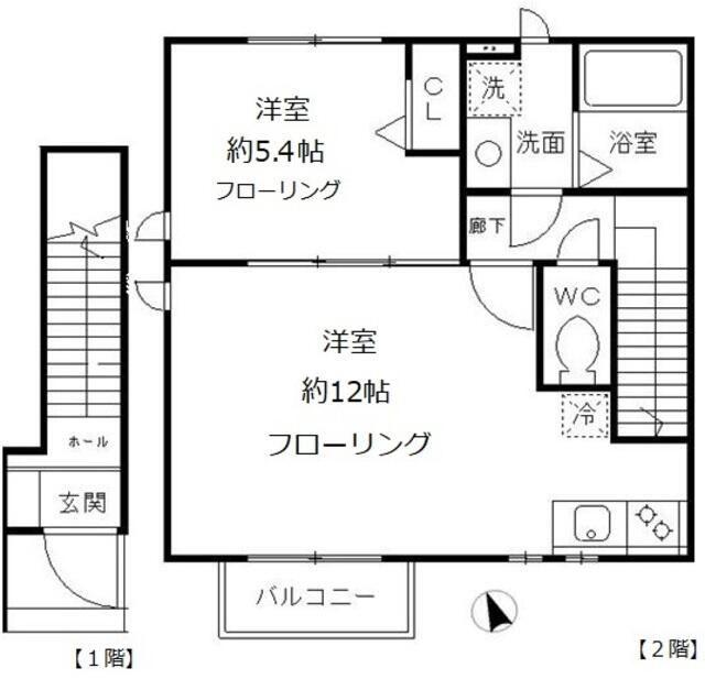 グランシャリオ(1LDK/2階)の間取り写真