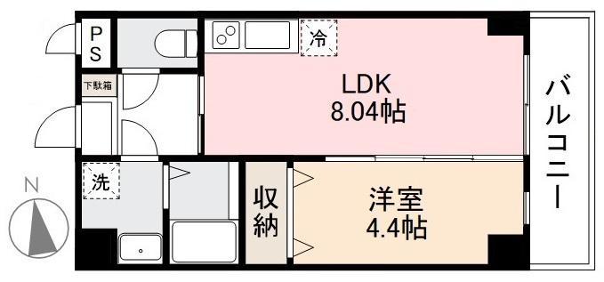 GRAND FOREST(1LDK/4階)の間取り写真