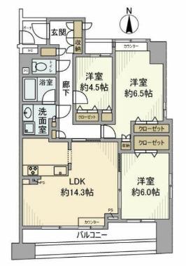 東急ドエル・アルス大井1丁目(3LDK/13階)の間取り写真