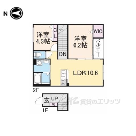 フォレストヴィラ3(2LDK/2階)の間取り写真